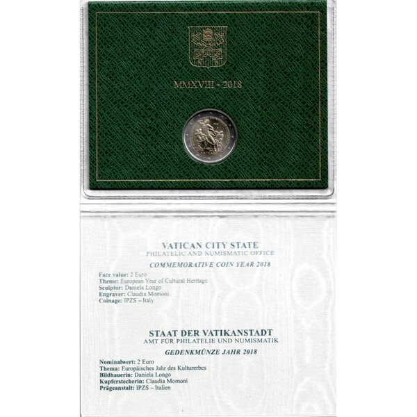 2 euros commémorative Vatican 2018 - Patrimoine culturel en coffret BU.