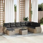 vidaXL Salon de jardin 9 Pièces avec coussins gris clair résine tressée