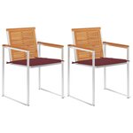 vidaXL Chaises de jardin avec coussins lot de 2 Acacia solide et acier