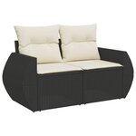 vidaXL Salon de jardin 7 Pièces avec coussins noir résine tressée