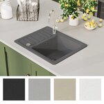vidaXL Évier de cuisine en granit Bac unique Gris