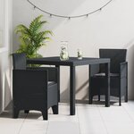 vidaXL Ensemble de salle à manger de jardin 3 pièces avec coussins anthracite poly rotin