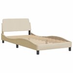 vidaXL Cadre de lit avec lumières LED crème 100x200 cm tissu