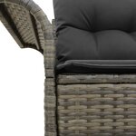Canapé de jardin 2 places avec rangement et coussins en poly rattan gris