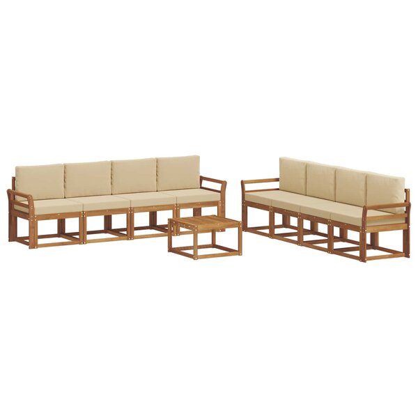 vidaXL Ensemble de canapés d'extérieur 9 pc Naturel et Beige