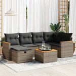 vidaXL Salon de jardin avec coussins 7 Pièces gris résine tressée