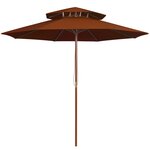 vidaXL Parasol à deux étages avec mât en bois terre cuite 270 cm