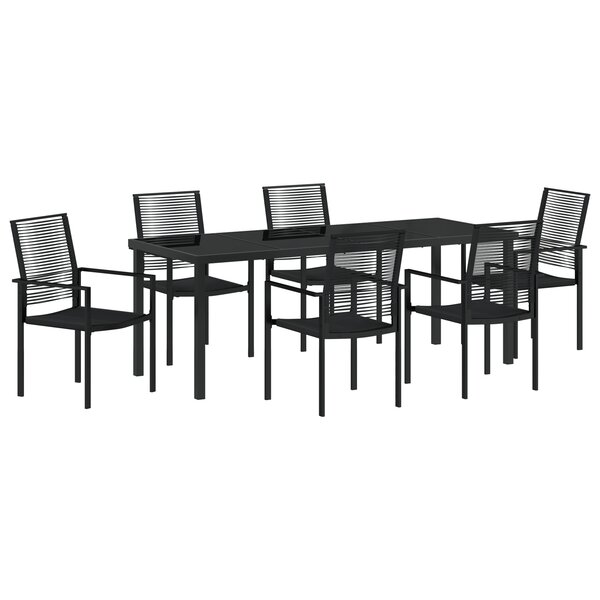 vidaXL Ensemble de Salle à Manger de Jardin 7 pièces Noir Osier PVC