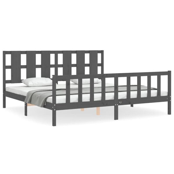 vidaXL Cadre de lit sans matelas gris 200x200 cm bois massif de pin