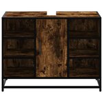 vidaXL Armoire lavabo de salle de bain chêne fumé bois d'ingénierie