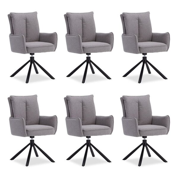 Lot 6 chaises oeuf modernes gris tissu