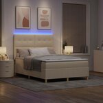 vidaXL Lit à ressort LED avec matelas Crème 140 x 190 cm tissu