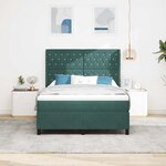 vidaXL Lit à Ressorts avec Matelas LED Vert foncé 140 x 200 cm Velours