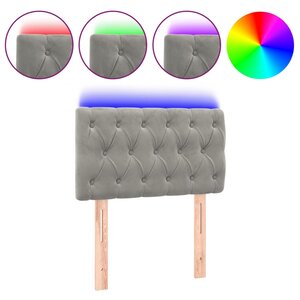 vidaXL Tête de lit à LED Gris clair 80x7x78/88 cm Velours