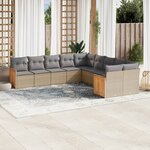 vidaXL Salon de jardin avec coussins 10 Pièces beige résine tressée