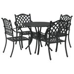 Set de table de jardin 5 pièces en aluminium noir
