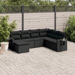 vidaXL Salon de jardin 7 Pièces avec coussins noir résine tressée