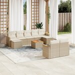 vidaXL Salon de jardin avec coussins 10 Pièces beige résine tressée