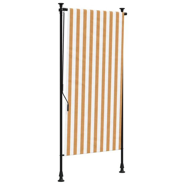 vidaXL Store roulant d'extérieur orange et blanc 100x270cm tissu acier