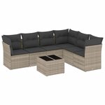 vidaXL Salon de jardin avec coussins 7 Pièces gris clair résine tressée