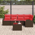 vidaXL Ensemble de canapé de jardin 6 Pièces Marron et rouge polyrotin