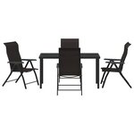 vidaXL Ensemble de Dîner de Jardin 5 Pièces Noir Poly Rattan