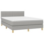vidaXL Sommier à lattes de lit avec matelas Gris clair 140x190cm Tissu