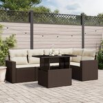 vidaXL Salon de jardin avec coussins 6 Pièces marron résine tressée
