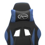 vidaXL Chaise de jeu pivotante et repose-pied Noir et bleu Similicuir