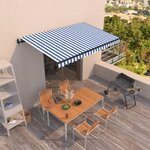 vidaXL Auvent rétractable automatique 400x350 cm Bleu et blanc