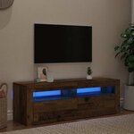 vidaXL Meuble TV avec lumières LED vieux bois bois d'ingénierie