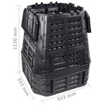 vidaXL Composteur de jardin Noir 93 3x93 3x113 cm 740 L