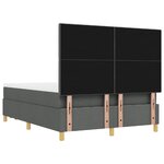 vidaXL Lit à ressort avec matelas et banc Gris foncé 140x200 cm Tissu