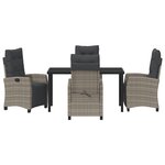 vidaXL Set de salle à manger de jardin 5 pièces Gris en Rattan Poly