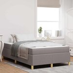vidaXL Lit à ressorts avec matelas Taupe et blanc 120 x 200 cm tissu