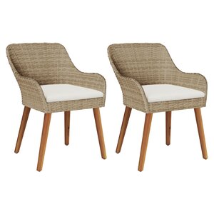 vidaXL Chaises de jardin avec coussins 2 Pièces Beige Poly Rattan