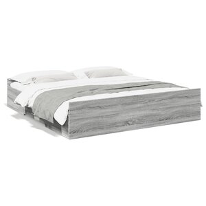 vidaXL Cadre de lit avec tiroirs sans matelas sonoma gris 180x200 cm