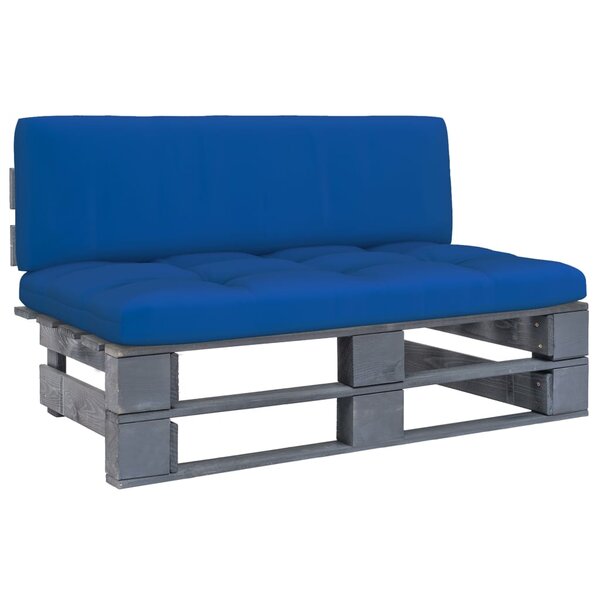 vidaXL Canapé central palette de jardin Gris Bois de pin imprégné