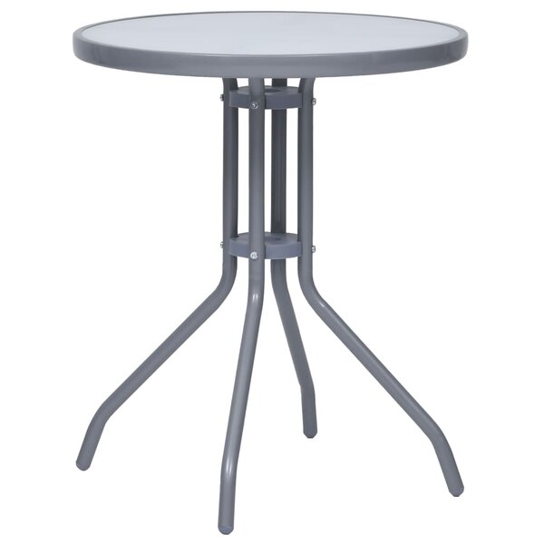 vidaXL Table de jardin Gris clair 60 cm Acier et verre
