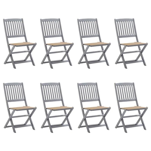 vidaXL Chaises pliables d'extérieur lot de 8 et coussins Bois d'acacia