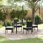 vidaXL Ensemble de Salle à Manger de Jardin 5 Pièces Noir Poly Rattan