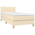 vidaXL Sommier à lattes de lit avec matelas LED Crème 90x190 cm Tissu