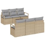 Ensemble de Canapés de Jardin 7 Pièces avec Coussins Beige Poly Rattan