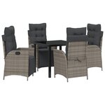 vidaXL Set de 5 pièces de salle à manger de jardin gris en poly rattan.