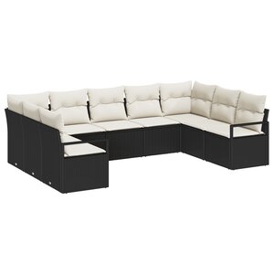 Set de Canapés de Jardin vidaXL 9 pièces avec Coussins en Rotin Noir