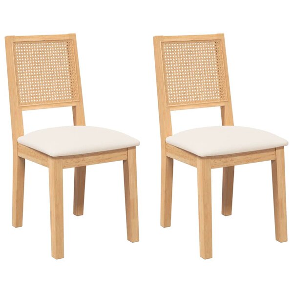 vidaXL Chaises à manger coussins 2 Pièces bois massif caoutchouc