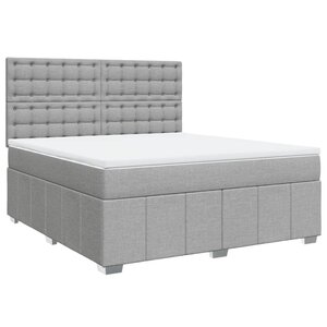 vidaXL Sommier à lattes de lit avec matelas Gris clair 180x200cm Tissu