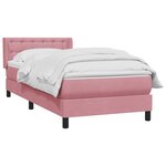 vidaXL Sommier à lattes de lit avec matelas rose 100x220 cm velours