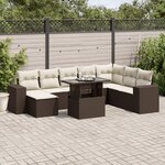 vidaXL Salon de jardin avec coussins 9 Pièces marron résine tressée