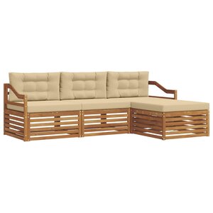vidaXL Ensemble de canapés d'extérieur 4 pc Naturel et Beige